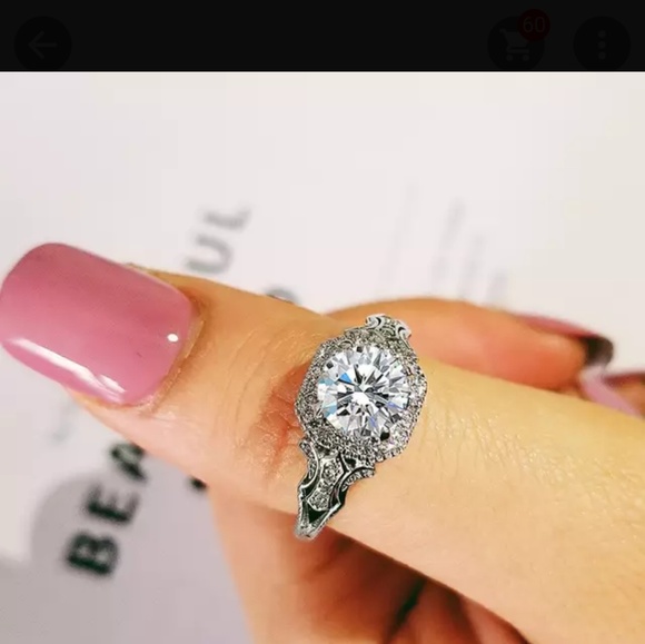 Jewelry - Round cut halo simulated diamond ring